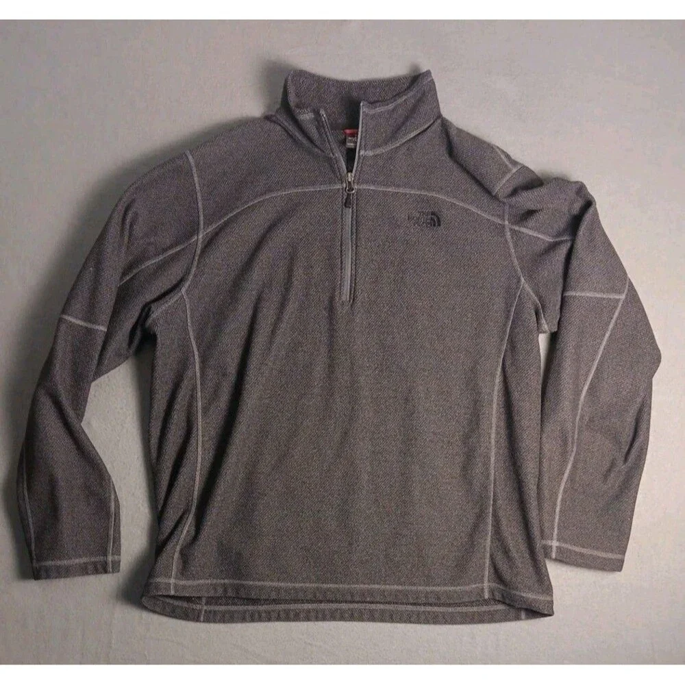 The North Face Gray Textured Cap Rock 1/4 Zip Fleece Sweater Size XL